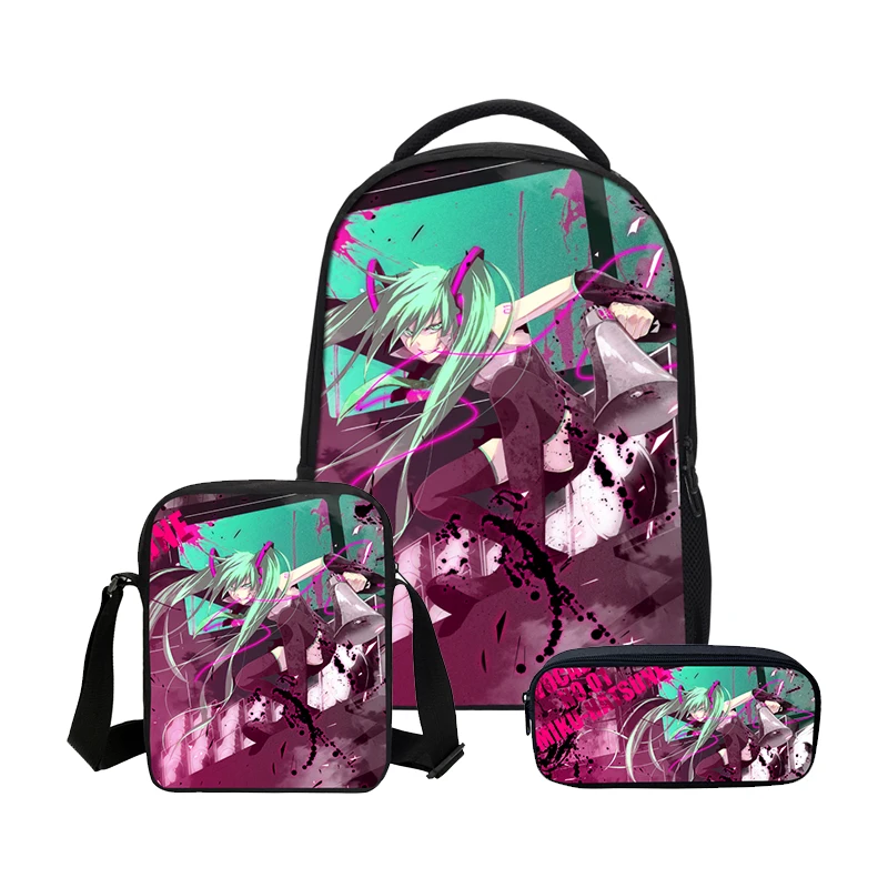 VEEVANV Горячие Hatsune Miku девушки Bookbag Мода 3 шт./компл. сумки на плечо пенал