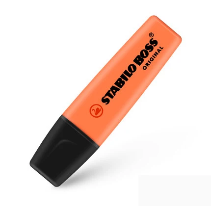 JIANWU 1pc STABILO BOSS 9 color Fluorescent pen Color highlighter pen Marker pen The earliest fluorescent pen in the world - Цвет: Оранжевый