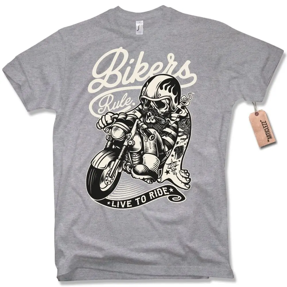 

2019 Fashion T-Shirt - LIVE TO RIDE - Biker Moto Tete De Mort Coton S M L XL XXL Tee shirt