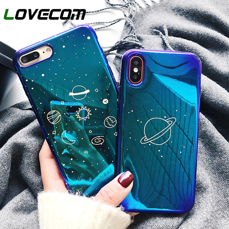 LOVECOM Universe Planet Case For iPhone XS XR XS Max X 8 7 6 6S Plus Retro Blu Ray Fashion