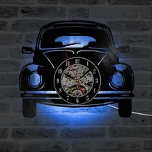 Светодиодный настенный светильник в форме автомобиля, современный дизайн, 3D декоративные подвесные часы, 7 цветов, светодиодный светильник, настенные часы, домашний декор, бесшумный