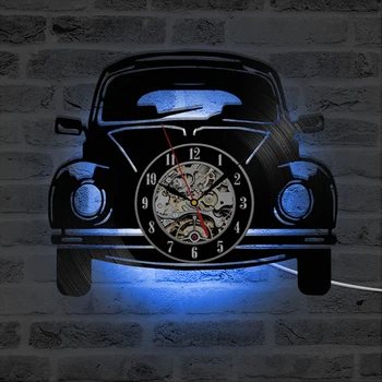 

Car Shape LED Wall Clock Modern Design 3D Decorative Hanging Clocks with 7 Colors LED Lighting Wall Watch Home Decor Silent