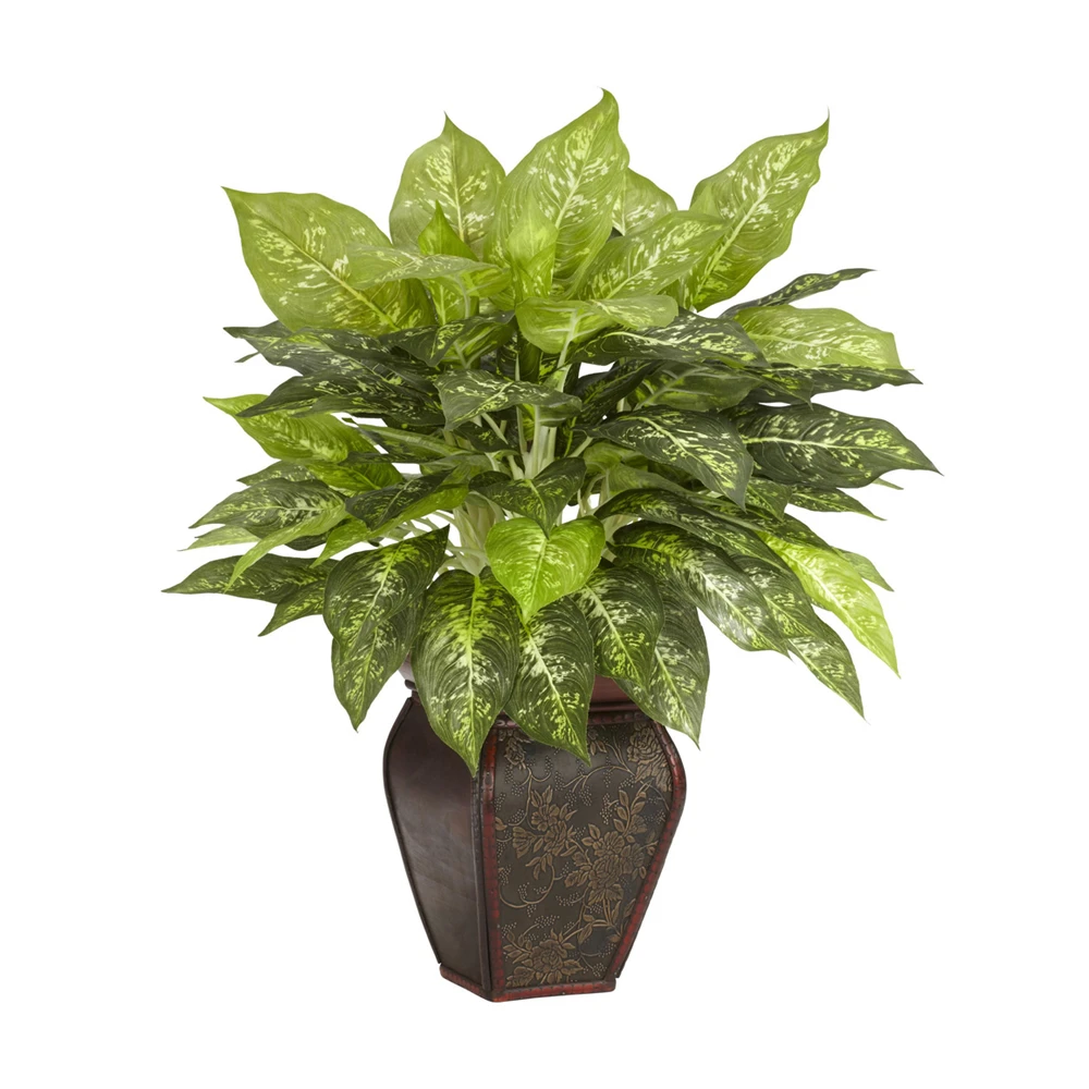 Nearly Natural Dieffenbachia with Decorative Vase Silk Plant Green