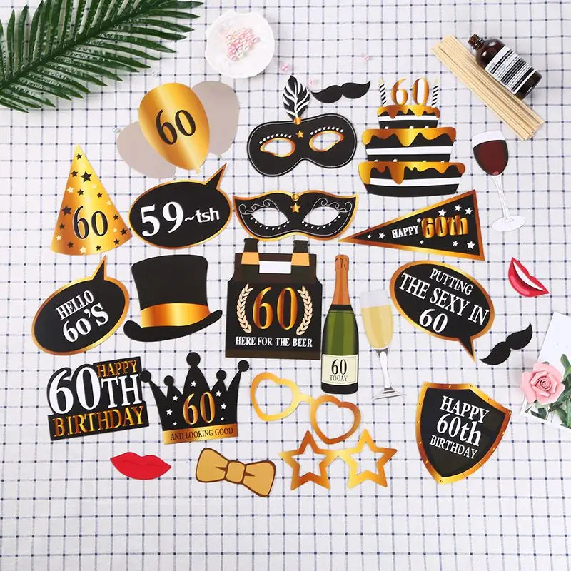 

24pcs/lot Makeup props paper beard adult birthday party single party supplies photo props DIY decoration 30 50 60