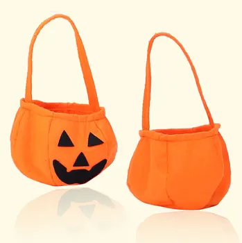 

Halloween Foldable Candy Smile Pumpkin Bag Folding Personality Candy Gift Basket Wacky Expressions Treat Or Tricky Bag