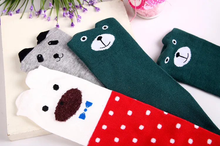 Cute Animal Socks Kids Girls Knee High Socks 3D Cartoon School Over Knee Long Socks Cotton Fox Cat Boys Leg Warmer 3-10Y