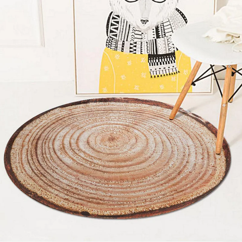 

Natural Texture Round Carpet Home Entrance/Hallway Doormat Anti-Slip Computer Chair Round Rug Hanger Floor Mat Bathroom Carpet