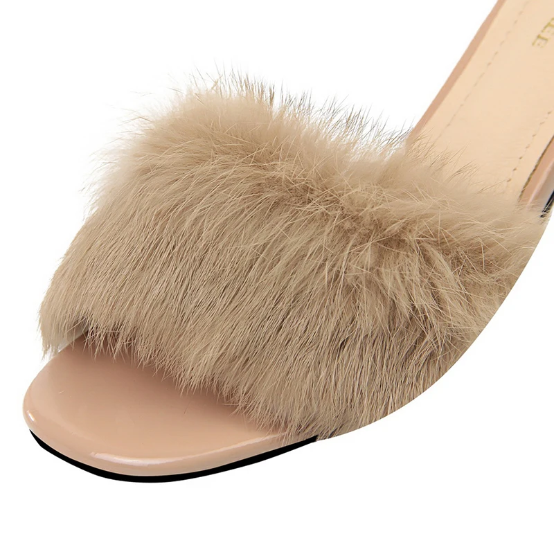 BIGTREE/меховые тапочки женские шлепанцы zapatos de mujer con plataforma chinelo туфли без пяток на