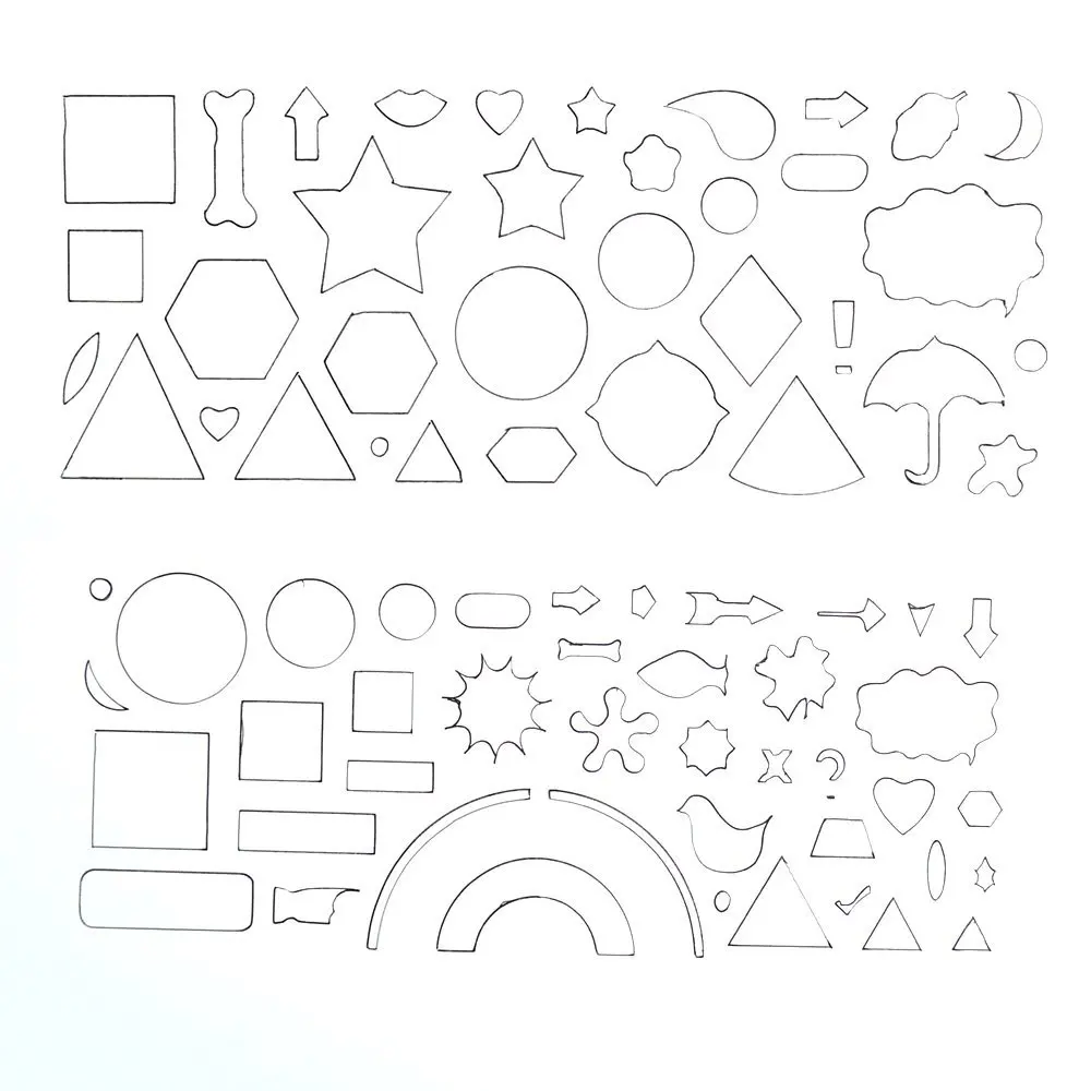 Modelli di plastica Disegno Forma Geometrica Righelli Triangolo Cerchio Disegno per il Capretto Studente Righello Set 2 pz Colore casuale in Modelli di