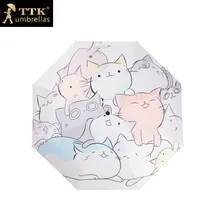TTK חתולים מיני שמש מטריית נשים שחור ציפוי קרם הגנה מותג כיס 5 מתקפל מטריות ילדי Guarda Chuva אופנה Paraguas(China)