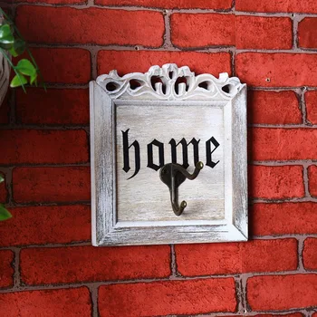 

Vintage European Style Wooden Iron Hook Hallow Out White Coat & Hat Hanger Home Decorative Hook