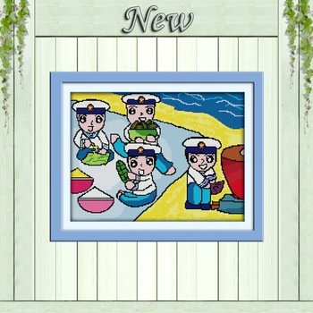 

Navy spring scenery home decor painting counted printed on canvas DMC 11CT chinese Cross Stitch Needlework Sets Embroidery kits