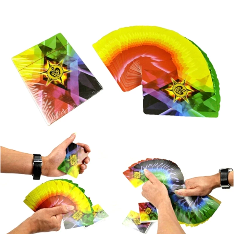 

Magic Poker Rainbow Poker Thin Cards Of Fanning and Manipulation Stage Magic Tricks Magic Props 4 Way Changing Color