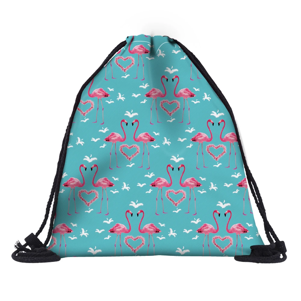 

Women Flamingos Backpack 3D Printing Travel Softback Women Mochila Drawstring Bag School Girls Backpacks Storage Bags