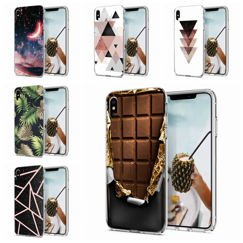 Case Soft Silicone For iPhone6 7 8 plus TPU tropical plant chocolate pattern Pattern Paint iPhone X XS XR Max Cover W135 |