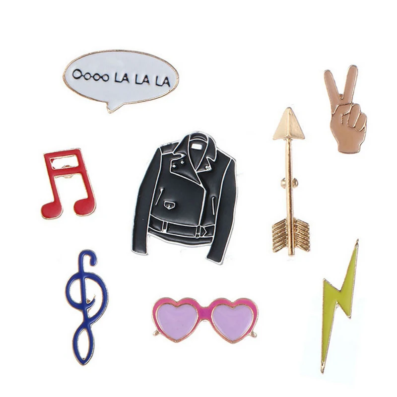

1 pcs cartoon glasses arrow flash metal brooch button pins denim jacket pin decoration badge for clothes lapel pins