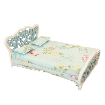 

ABWE Best Sale 1/12 Dollhouse Miniature Furniture bedroom carved bed princess bed 3COLOR