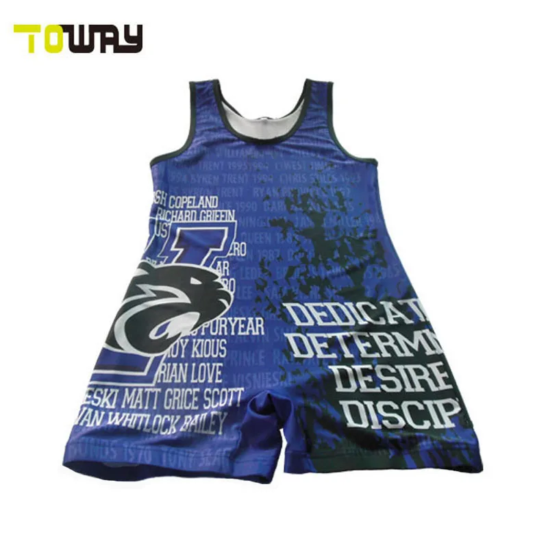 Blue vintage wrestling singlet
