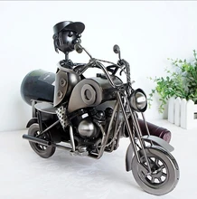 Precioso Diseño de Motocicleta Clásica Titular de Almacenamiento de Botellas de Vino Botella de Vino Artesanías de Hierro de Color Plata Organizador