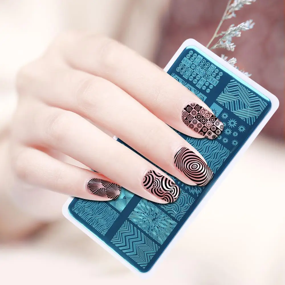 BeautyBigBang Stamping Plates Striped Geometric Patterns Nail Art Tools DIY Nails Image Stainless Steel Stamping Plate XL-016