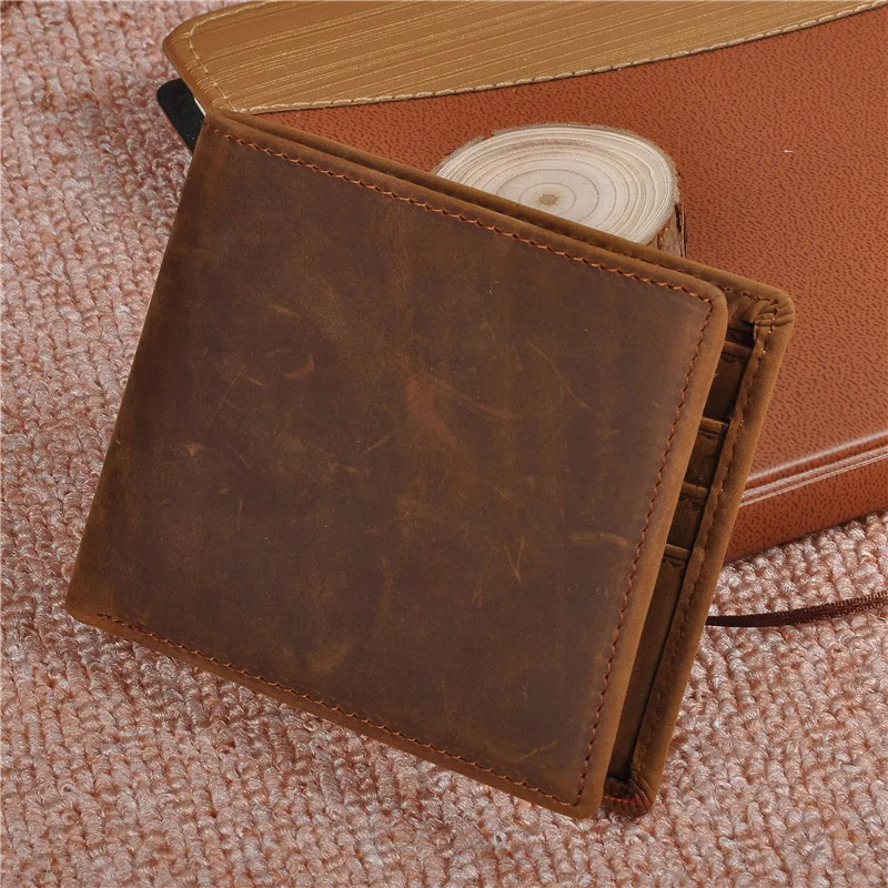 

2018 Luxury Real Cow Genuine Leather Wallet Men Zipper Top Quality Husband Short Small Wallets Purse with Coin Pocket Handmade