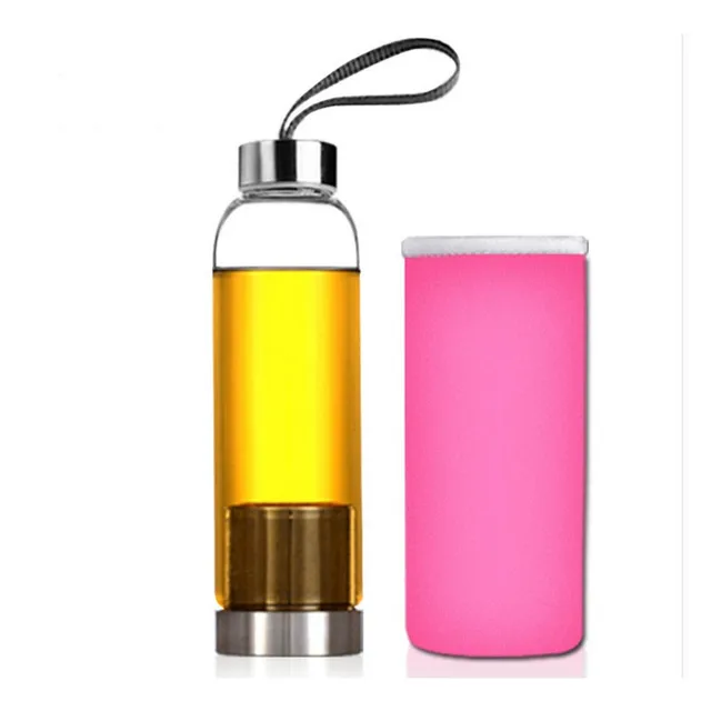550ml Universal BPA Free High Temperature Resistant Glass Sport Water Bottle With Tea Filter Infuser Bottle Jug Protective Bag 2