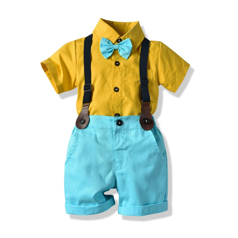 

Formal Baby Boy clothing Set Gentleman Suit Short Sleeve Shirt Pants Kids Clothes Suits Children Boys Clothes Sets