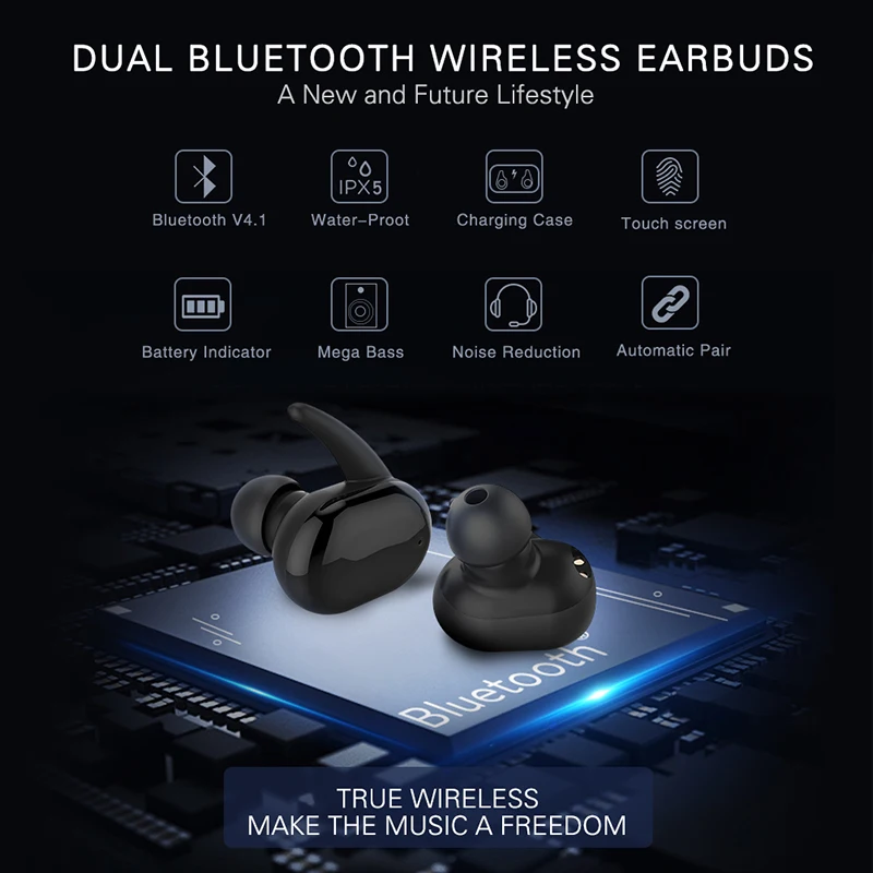 T10 True Беспроводной наушники СПЦ Bluetooth 5 0 с двойной микрофон Touch Управление стерео