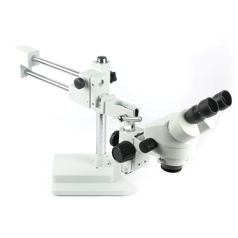 3.5X 7X 45X 90X Zoom Simul Focal Dual Arm Boom Stand Тринокулярный Стерео микроскоп для телефона чип PCB