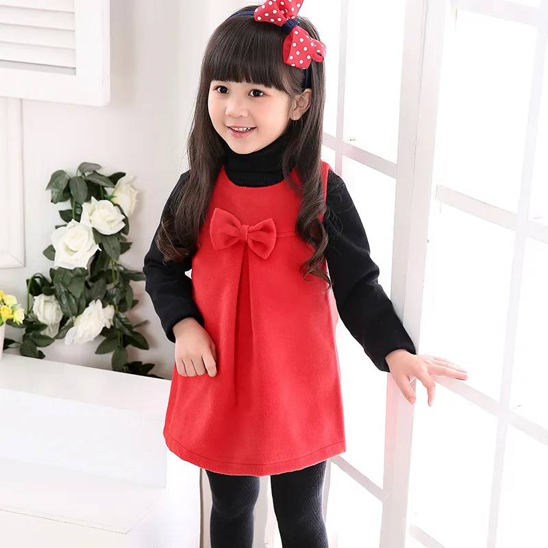 

Baby Girls Dresses for Party 2018 New Winter Kids Vest Dress for Girl Princess Girl Cotton Bow Vestidos Children Clothing 3ds106