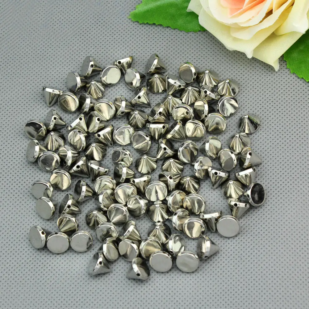 Punk Rock 100Pcs Metal Round Cone Rivet Studs DIY For Bags Shoes Clothes BWM