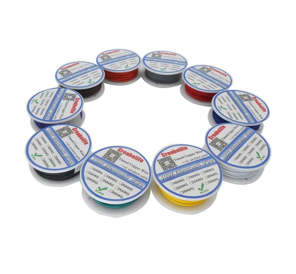 10m /lot UL1007 30AWG 10 Colors Electrical Wire Cable Line PVC Tinned Copper PCB Wire RoHS UL Certification Insulated LED Cable