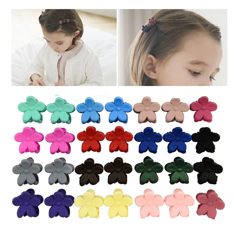 5pcs/lot Random Color Mini Clips Hair Accessories Baby Girls Hairpins Small Flowers Hairclips