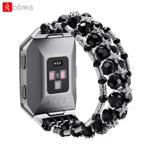 KobwaHigh качество Замена Ремни Браслет для Fitbit ионной Смарт-фитнес часы искусственный Агат эластичный бисером часы