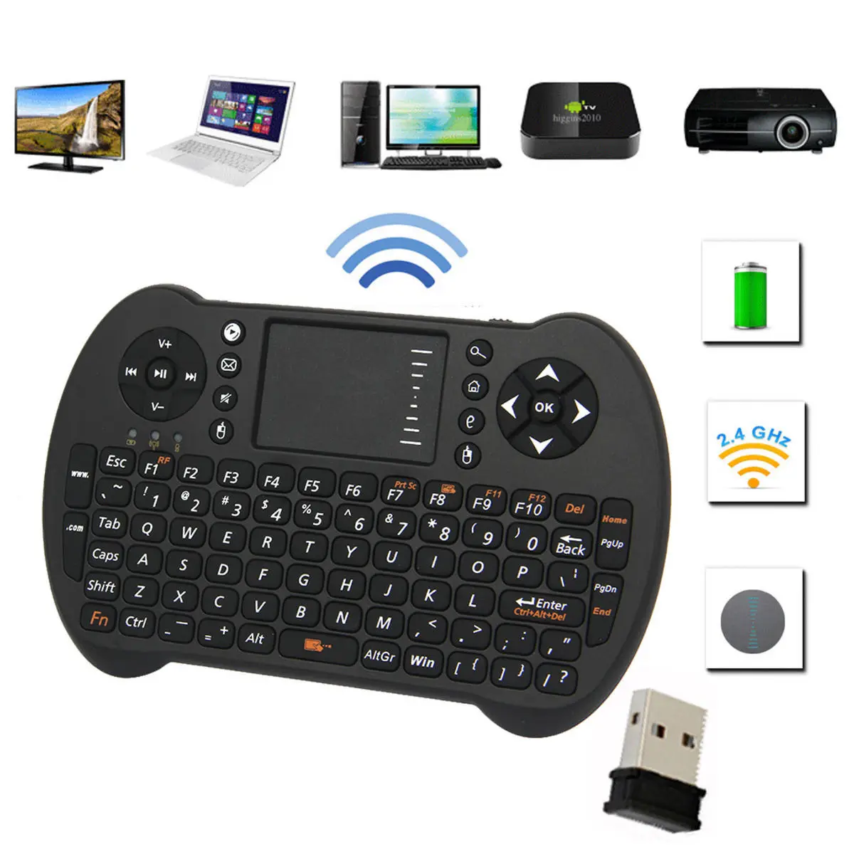 Беспроводная мини клавиатура 2 4G с USB русская испанская игровая сенсорная панель