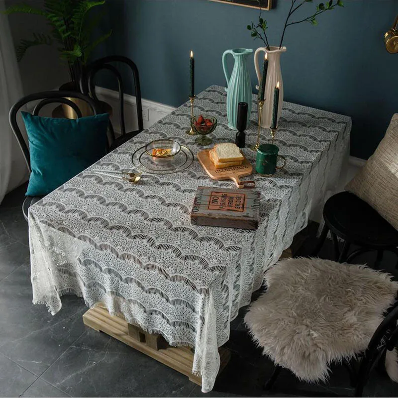 

New Lace Openwork Rectangular Tablecloth For Home Decoration Wedding Table Cover Modern Design For Dinner Table Drop Shipping