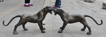

Christmas Huge China fengshui Bronze Ferocious Leopard Panther Cheetah Animal Pair Statue Halloween