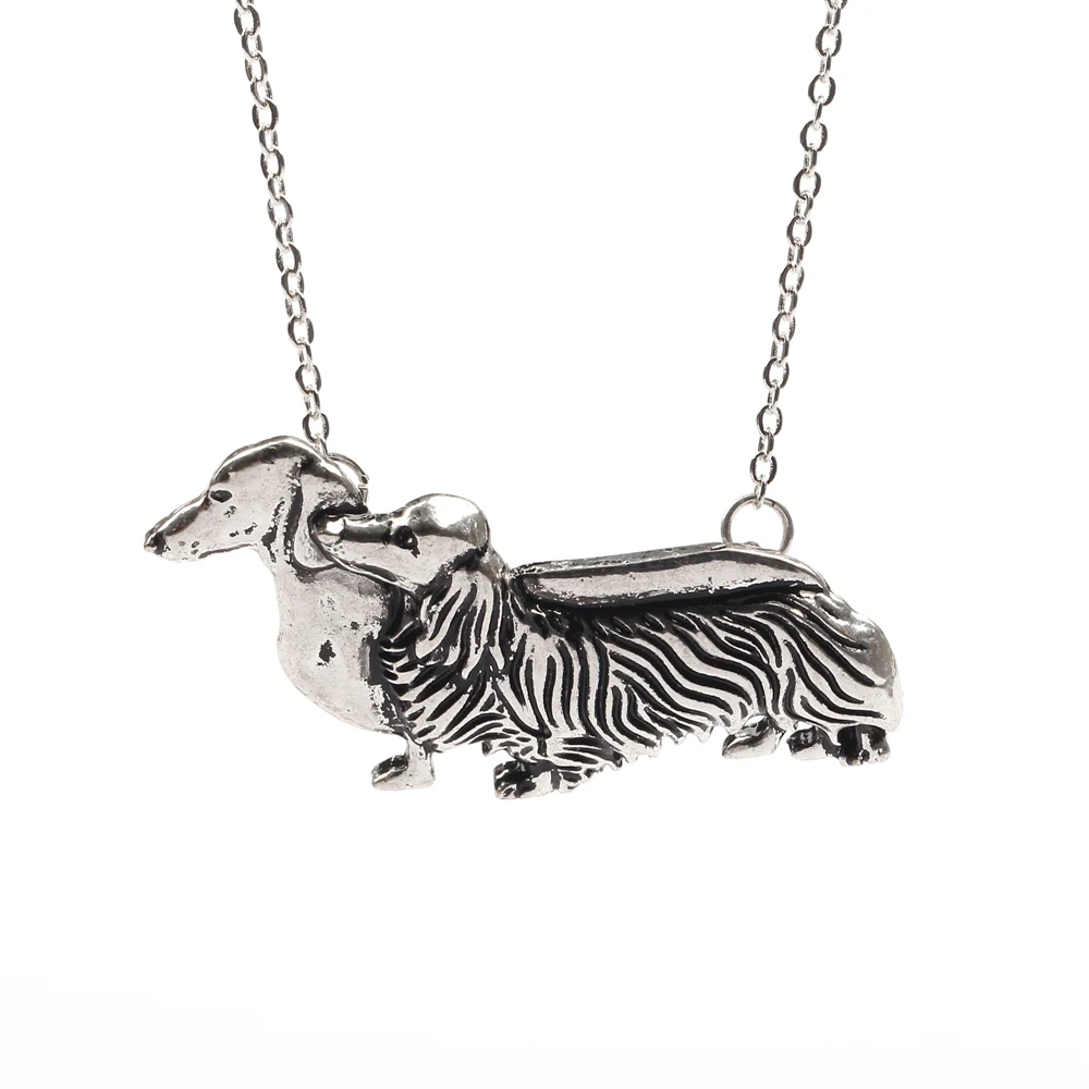 

1220 Mom & Baby Dachshunds Doxie Necklaces Pendants Dog Lover Charms Memorial Gift Jewelry Necklace Women Choker Silver
