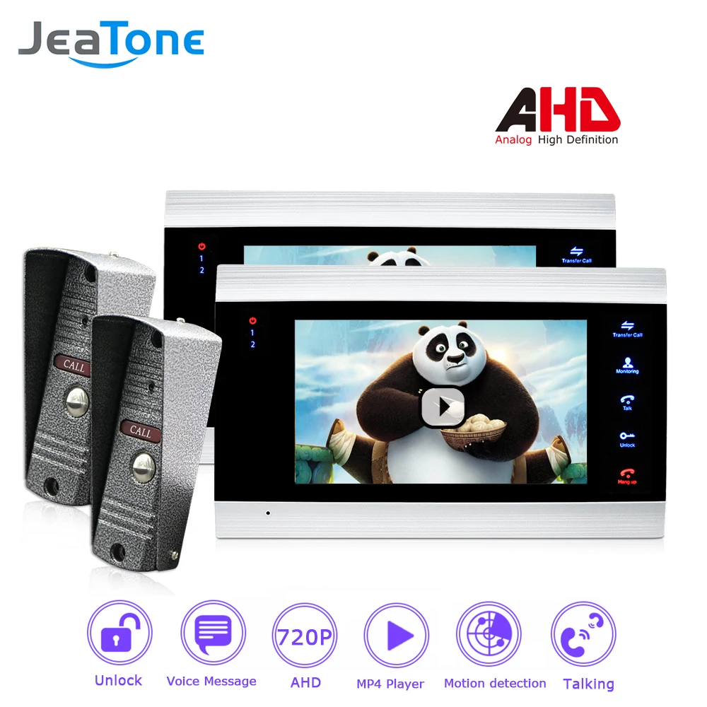 720P/AHD Video Intercom 7 inch Video Door Phone Door Bell Door Speaker Security System Voice message/Motion Detection/ 2 to 2