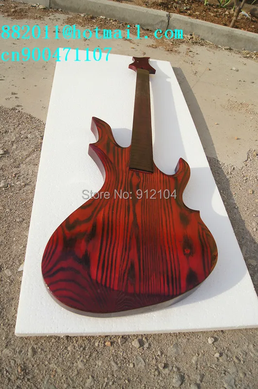 

new unfinished electric guitar in red with elm body and neck made in China+ free shipping F-1982