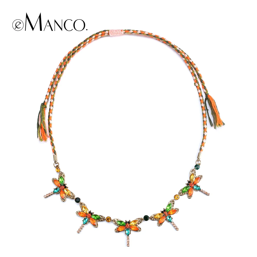 

Adjustable rope necklaces crystal animal handmade rope necklace women handmade series dragonfly necklace eManco NL13527