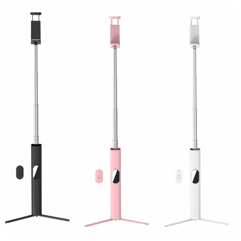 

Portable Mobile Phone Holder Bluetooth Tripod Extendable Selfie Stick with Bluetooth Remote Control Tripod Positioning Mirror