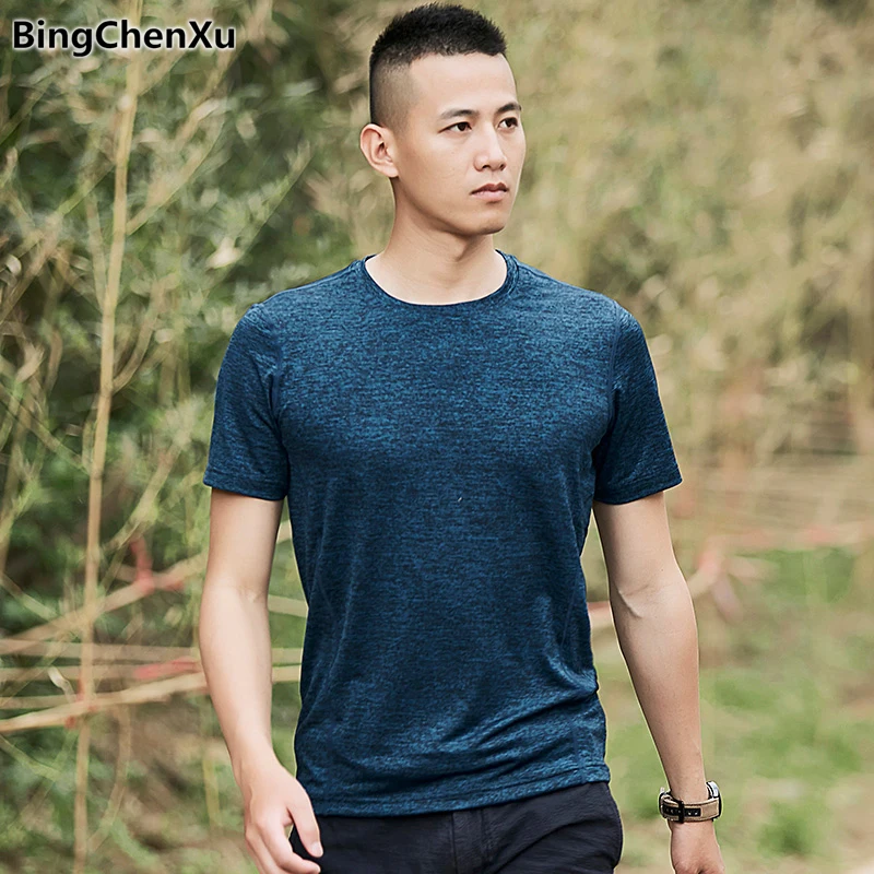 

2019 Quick Drying T Shirt Men Casual Tops Tees Male T Shirts Outdoors O-Neck T-shirt Moisture Wicking Function T-shirts 1293