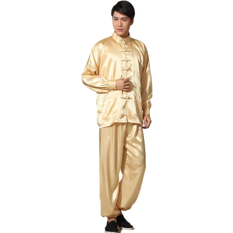 New font b Chinese b font font b Traditional b font Men s Satin Rayon Kung