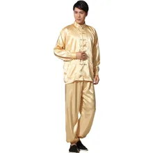 Nuevo Satén Rayón Traje de Kung Fu Chino Tradicional de Los Hombres Largo de La Vendimia manga Tai Chi Wushu Uniforme Ropa Ml XL XXL 3XL L070629