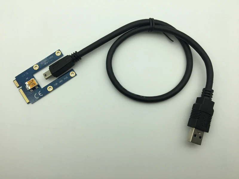 Мини PCIE Riser Card PCI-E PCI Express 1x to 16x USB 3,0 кабель SATA to 4Pin IDE Molex источник питания для майнинга BTC