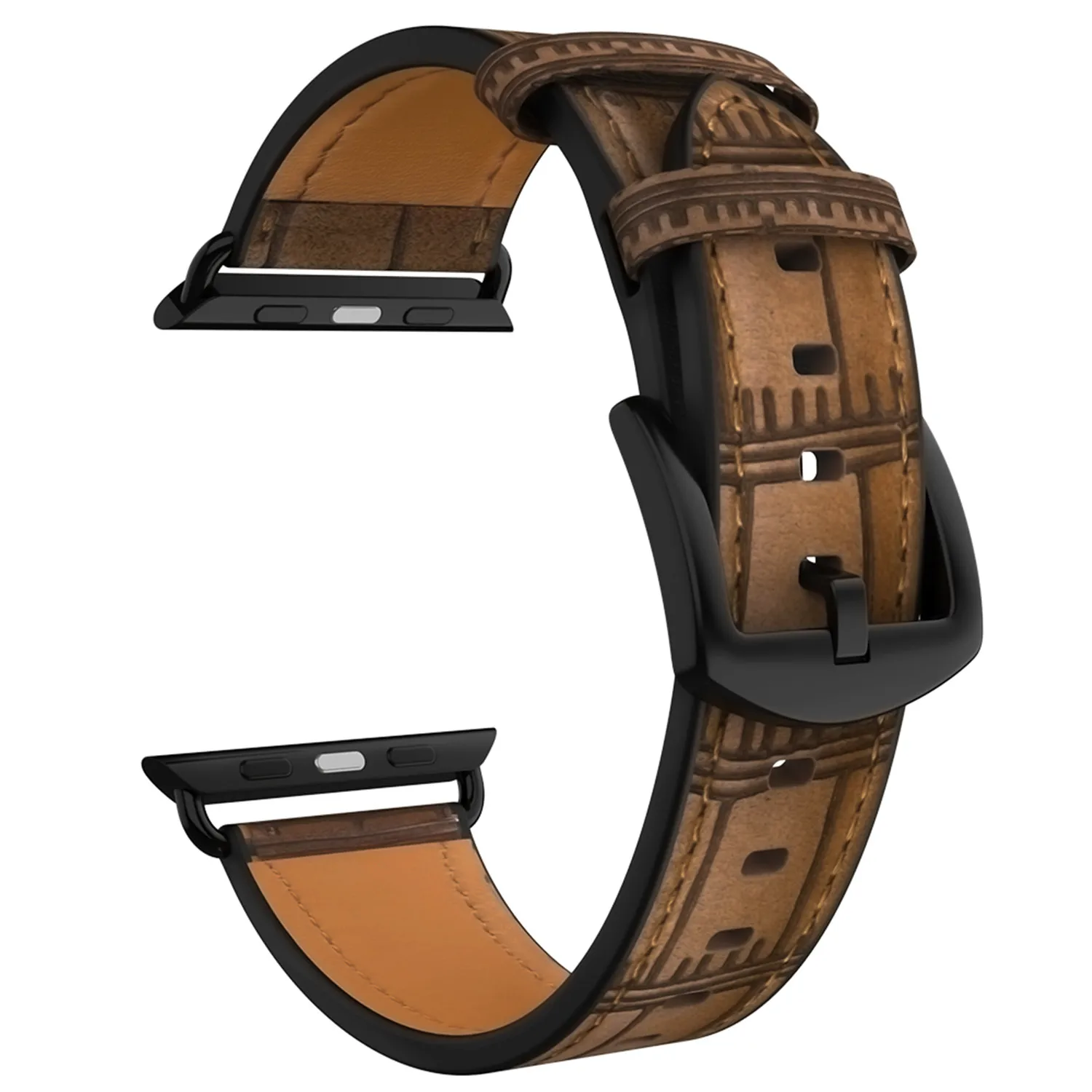 HOCO часы ремешок для Apple Watch ремешок серии 5 4 3 2 1 бамбуковый Узор Натуральная кожа браслет для iWatch 44 мм 42 мм 40 мм 38 мм - Цвет ремешка: Mid Brown