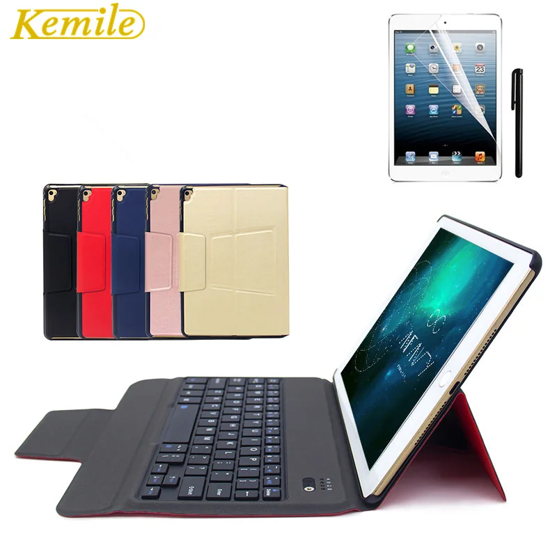 Kemile For New iPad 2017 Ultra Slim Bluetooth Keyboard Leather Case Cover For iPad Pro 9.7 &For iPad air1 & air2 with Hoder