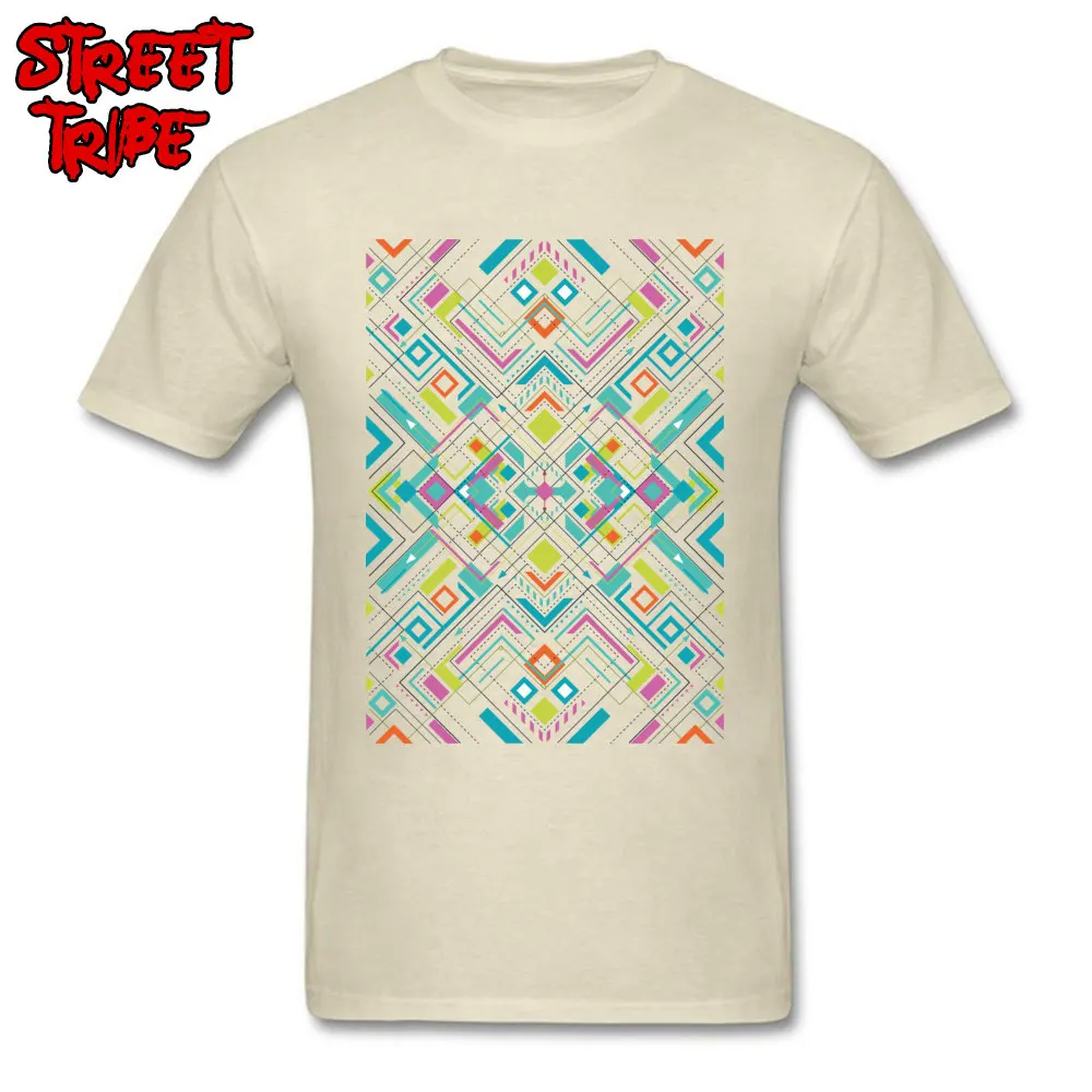 Prevalent geometry geometric180901Y Short Sleeve T Shirts Autumn Crewneck 100% Cotton Tops & Tees for Men Tee Shirts Hip hop geometry geometric180901Y beige