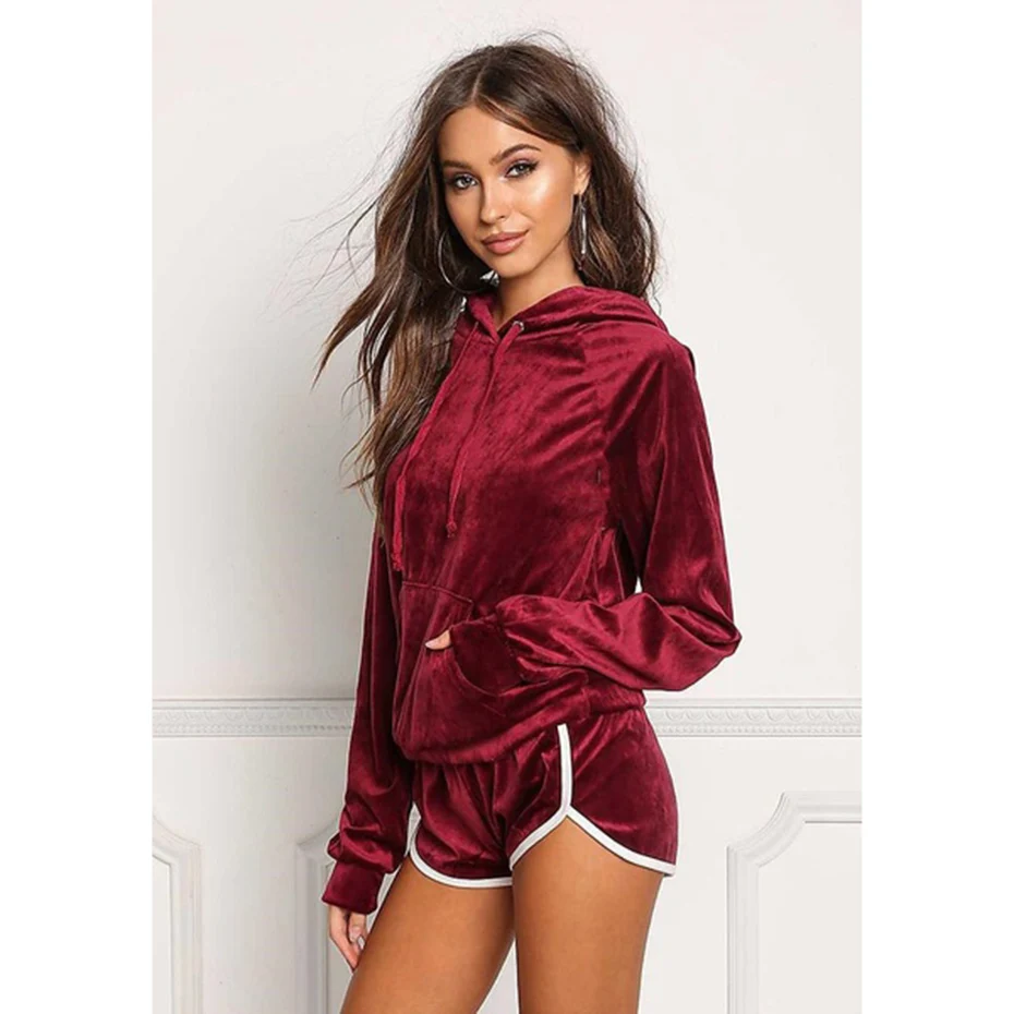 ZOGAA 2019Hot Sports Suit Women Casual Loose Short Long Sleeve Hoodies+Short Pants 2 Piece Sports Suit Solid Color Female Summer ZOGAA 2019Hot Sports Suit Women Casual Loose Short Long Sleeve Hoodies+Short Pants 2 Piece Sports Suit Solid Color Female Summer